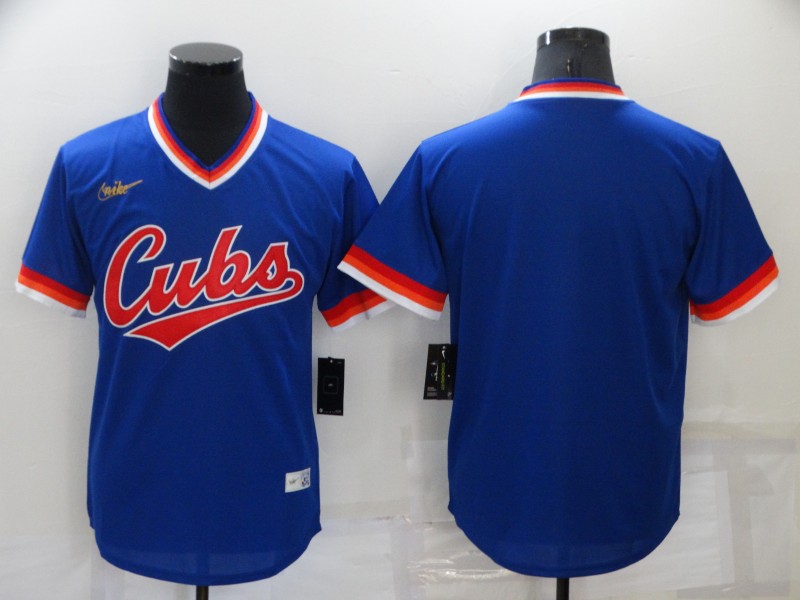 Men's Chicago Cubs Blue Blank Jersey